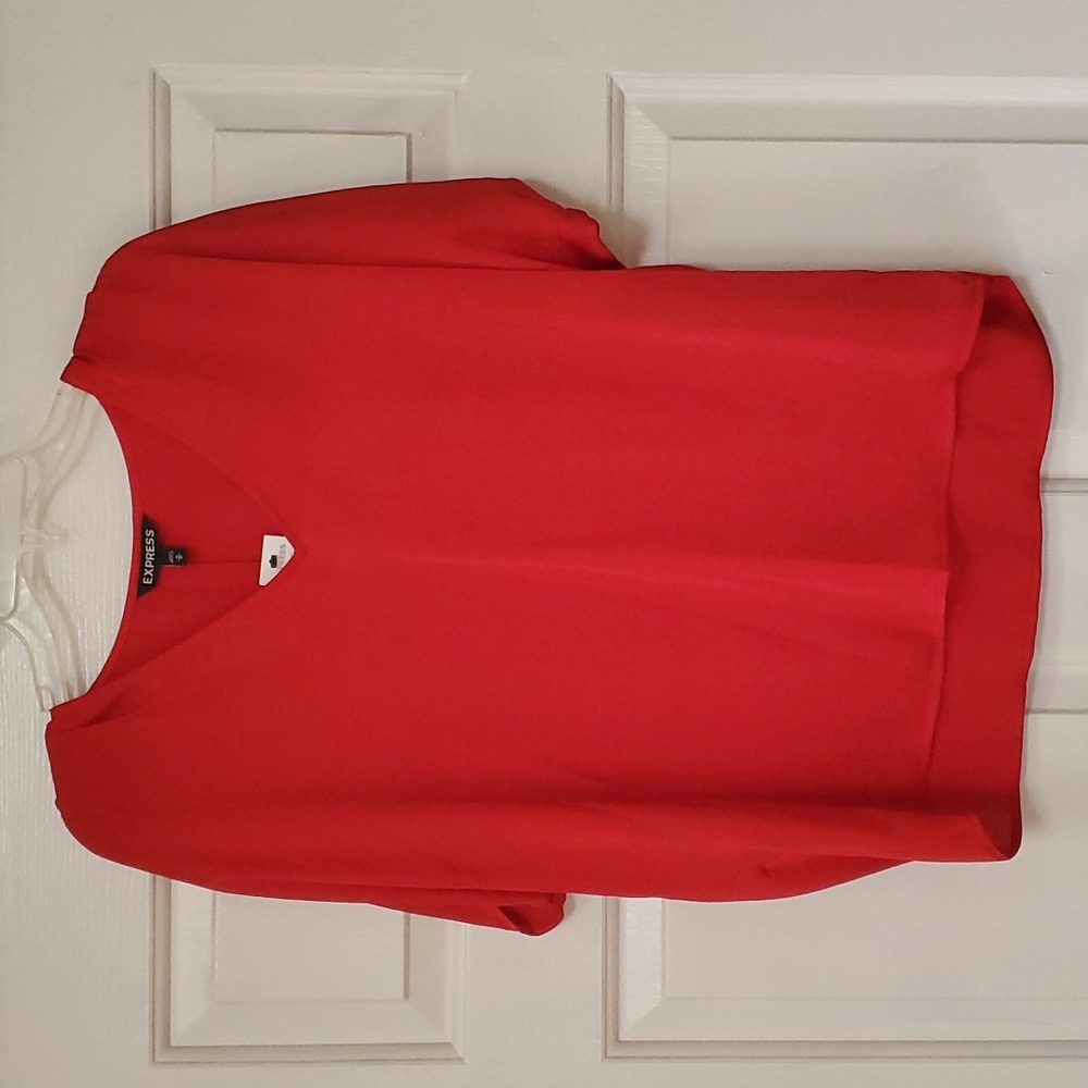 Express Red V-Neck Women's Blouse